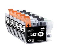 Yowell Lot de 5 LC421XL Noir Cartouches d'encre Compatibles avec Brother LC421XL LC 421XL Noir pour Brother DCP-J1050DW DCP-J1140DW MFC-J1010DW