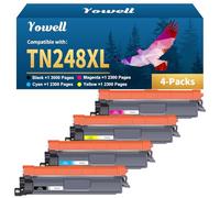 Yowell TN248XL Toner MFC-L3760CDW Compatible avec Brother MFC-L3760CDW Toner pour Brother DCP-L3560CDW MFC-L3740CDWE DCP-L3520CDWE MFC-L8390CDW HL-L3240CDW HL-L3220CWE - TN248CMYK, Lot de 4