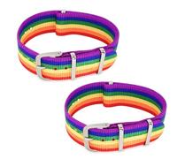 Yowfond Lot de 2 bracelets arc-en-ciel LGBTQ Accessoires Bracelet Pride avec drapeau arc-en-ciel Bijoux pour lesbiennes, gays et queens, bracelet de montre arc-en-ciel et accessoires