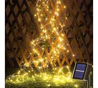 yowin Guirlande lumineuse solaire d'extérieur 2 m 200 LED à énergie solaire, cascade d'eau, 8 modes d'éclairage,Résistant aux intempéries,Lianes LED pour jardin, terrasse,Décoration (blanc chaud)