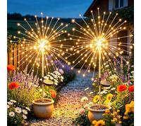 yowin Lampe Solaire Exterieur Jardin 2 Pièces 120LED Feu d'artifice Solaire