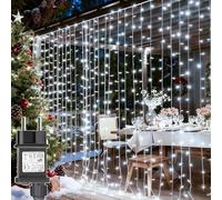 yowin Rideau Lumineux 300 LED Guirlande Lumineuse Mariage avec Transformateur, Timer, 8 Modes Étanche Rideau Lumineux Noël pour Pergola Jardin Extérieur Interieur Décorations - Blanc