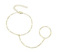 Yowivon Bracelet Chaîne Main en Or pour Femme avec Anneau, Chaîne à Maillons Plaquée Or 14K, Bracelets Empilables Délicats avec Bague Doigt, Bijou Hypoallergénique Ajustable à Offrir en Cadeau
