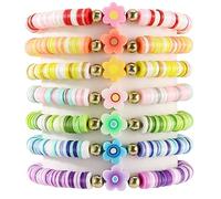 Yowivon Bracelets Colorés pour l'Amitié, Objets Mignon et Tendance, Bracelet Empilable et Extensible avec Perles et Fleurs, Bijoux Esthétiques de l'an 2000, Set de Bracelets pour Femmes
