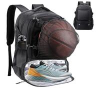 Yowmina Sac à dos de basket-ball pour homme et femme avec compartiment pour ballon et chaussures, capacité 40L, léger et respirant, pour volley-ball, football, sport, voyage, école, salle de sport
