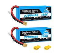 Yowoo 2 Paquets Batterie Lipo 2S 2200mAh 130C 7.4V Batterie Graphène avec Connecteur XT60 Compatible avec RC 1/16 ou 1/14 RC Cars Helicopter FPV Racing Drones Quadcopters Avion (with Deans T Fiche)