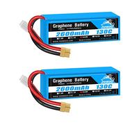 Yowoo 2PCS 4S Lipo Batterie 14.8V 2600mAh 130C Graphène Batterie avec XT60 Plug pour RC Evader BX Voiture Camion Truggy RC Avion Hélicoptère Quadcopter UAV Drone FPV Racing Véhicule Bateau
