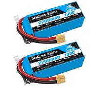 Yowoo 2S 7.4V 2200mAh 130C Deans T Plug Graphène LiPo Lot 2 RC FPV Racing | Pour RC 1/16, 1/14 voitures, hélicoptères, FPV racing drones, quadcoptères, truggies, camions et avions