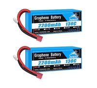 Yowoo 2S Lipo Batterie 2200mAh 7,4V 130C 2S Graphène Batterie RC avec Connecteur Deans T Compatible avec RC 1/16 ou 1/14 RC Cars RC Helicopter FPV Racing Drones Quadcopters (2 Paquets)