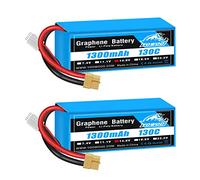 Yowoo 4S 1300 mAh Batterie LiPo 130C 14,8 V Graphène Batterie avec Prise XT60 pour RC Bateau Heli Avion Drone UAV FPV Skylerk Emax Nighthawk 250 (2 Paquets)