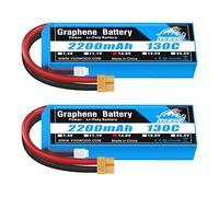 Yowoo Lot de 2 Batteries LiPo 4S 14,8 V 2200 mAh 130 C Graphène avec fiche XT60 pour Drone UAV FPV Vélo de Route Quadcopter Avion Hélicoptère RC Bateau RC Voiture