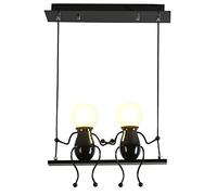 YOXANG Créatif LED Luminaires suspendus Moderne Double Petites gens Lampe à suspension Réglable Lampes suspendues Salle à manger Fer Dessin animé Lustres Plafonniers 2×E27 Peinture à cuire Noir