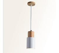 YOXANG LED Lustre Simplicité Créativité Forme de Cylindre Lampes Chambre Bar Restaurant Lampe de Chevet D10 X H20.5 CM Réglable E27 Bois Massif Métal (Blanc)