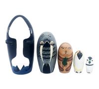 Yoyakie 5pcs Animal Nesting Dolls Set - Wooden Russian Stacking Dolls Sea Life Life - Kids Birthday Home Decor Nesting