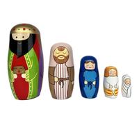 Yoyakie 5pcs Nesting Dolls empilant des poupées Matryoshka Russes en Bois avec Un Motif de Silhouette Peinte Finition Lisse pour Les Filles de garçons garçons