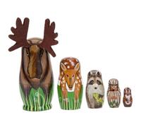 Yoyakie 5pcs poupées de Nidification Russe en Bois - créatures de Dessins animés Peints - Finition Lisse pour Les Enfants ou Les poupées Nidification décoration Domestique