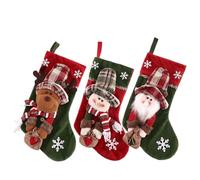 Yoyakie Bas de Noël de 3pcs - Santa, Bonhomme Neige, conceptions Rennes - Bouc Noël décoration Arbre Moelleuse Douce en Vrac