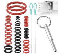 YOYEAH Clé à tête Ovale pour café Jura (33pcs) : Inclut 30 bagues d’étanchéité, 2 brosses & clé avec Porte-clés, Compatible avec Jura/Krups Siziliana/AEG