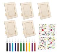 YOYEAH Craft Set Fête d’Anniversaire des Enfants : 10 Cadres en Bois pour Peindre 20x15cm, y Compris 12 Crayons et Strass, Cadres Photo DIY pour Que Les Enfants puissent Les concevoir eux-mêmes