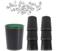 YOYEAH Kniffel Tasse à dés en Cuir, Couverts à Choc avec 6 Tasses et 36 dés, Jeu de Puzzle pour des soirées Amusantes, Tasse à dés avec dés et Rangement, Tasse Puzzle en Cuir pour Le Voyage