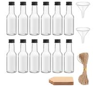 YOYEAH Lot de 12 petites bouteilles de 50 ml à remplir, avec couvercle, en plastique, avec étiquette, mini bouteilles réutilisables à remplir