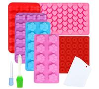 YOYEAH Lot de 9 moules en silicone en forme de cœur, petits moules en silicone pour bonbons et oursons en caoutchouc, tapis de cuisson pour chien, moule en silicone, moule en forme d'oursons en