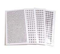 YOYEAH Lot de 930 strass autocollants - Cristaux blancs de 3/4/5/6 mm - Pour bricoler, décorer des cadres photo, des cartes de vœux et des visages - Strass à coller sur le tissu (gris argenté)