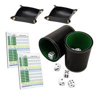 YOYEAH Mini Puzzle Mug Set, Dés Mug Cuir avec 10 Dés Puzzle Bloc DIN A6 Puzzle Mug Voyage Puzzle pour Yahtzee Liar’s Dice Sic BO