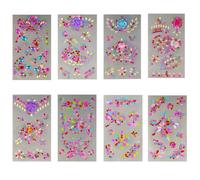 YOYEAH Strass Autocollant 8 Feuilles - Strass Colorés & Diversifiés - Set De Stickers Enfants Filles pour L’Artisanat - Ornements à Coller - Stickers Pailletés pour Textiles & Plus Encore