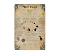 YOYI ART Décoration murale de sorcière en forme de lune magique vintage en métal - Affiche de connaissances - Décoration murale pour la maison et la chambre à coucher - 20,3 x 30,5 cm