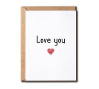 YoYi93Art Carte d'amour - Carte romantique - Happy Anniversary - Saint Valentin - Cadeau pour mari, épouse, petit ami, petite amie - Cœur simple