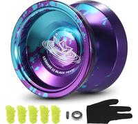 Yoyo de compétition en aluminium de couleur lilas-bleu, avec corde et gant, l'emballage peut varier - le cadeau parfait pour les fans de yo-yo