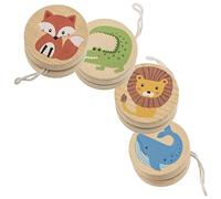 Yoyo en Bois à l'ancienne avec animal au choix Baleine Bleue, Crocodile Vert ou Lion, Yo-yo vintage (Modèle aléatoire)