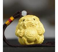 YOYOBO Pendentif Porte-Bonheur sculpté en cyprès Naturel, Petit modèle, Figurine Porte-Bonheur Chinoise, Dieu de la Fortune, Porte-clés pour la Maison ou comme Cadeau