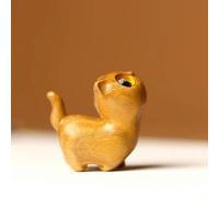 YOYOBO Sculpture en Bois de Santal Vert, Chaton étrange, Animal créatif en Bois, Chat Mignon, Jeu à la Main, poignée, Un Petit Cadeau d'anniversaire