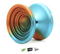 YoyoFactory Bullseye Yo-Yo - Orange/Turquoise (DNA Trucs, Yoyo en métal, Ficelle, Roulement à Billes et Instructions Incluses)