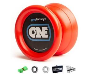 YoyoFactory One Yo-Yo - Yoyo de Trick Débutant à Pro, 2 Roulements - Rouge | Change le roulement de responsive à unresponsive. Combos fingerspin, longues rotations. Tout âge.