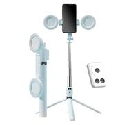 Yoyoway Tripod with Light, Yoyoway 6 in 1 Phone Selfie Stick Tripod with Fill Light, 67 inches Portable Extendable Stand with Detachable Wireless Remote (Blue)