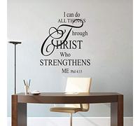 YOYOYU ART HOME DECOR Sticker Mural en Vinyle avec poème de la Bible Joshua Psaum AY1433 I Can do All Things