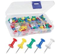 YOYUSH Épingles à dessin, lot de 100 punaises réutilisables avec boîte de rangement en plastique solide, punaises antirouille pour tableau d'affichage en liège, panneau d'affichage pour l'école et le