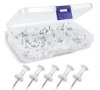 YOYUSH Lot de 100 punaises réutilisables avec boîte de rangement en plastique solide, antirouille pour tableau d'affichage en liège, tableau d'affichage, école et bureau (blanc)
