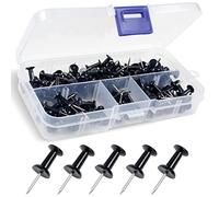 YOYUSH Lot de 100 punaises réutilisables avec boîte de rangement en plastique solide, antirouille pour tableau d'affichage en liège, tableau d'affichage, école et bureau (noir)