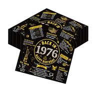 Yoyuspy Lot de 50 serviettes en papier pour décoration de 50e anniversaire - Motif disque vinyle 1976 - Doré et noir - Style rétro en 1976 - Fournitures de fête pour homme et femme - 16,5 x 16,5 cm