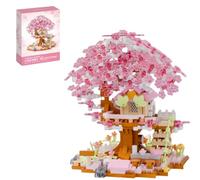 Yozelux Sakura Arbre Maison Construire Bloc, 690 pièces kit de Construction de Maison dans Les Arbres Sakura DIY, Ensemble de Construction Cabane dans Les Arbres (Rose)