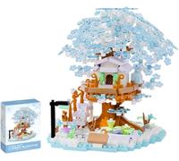 Yozelux Sakura Arbre Maison Construire Bloc, 690 pièces kit de Construction de Maison dans Les Arbres Sakura DIY, Ensemble de Construction Cabane dans Les Arbres (Bleu)