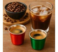 Yozuxan Tasses à café expresso de couleur - 2 en rouge et vert | Matériau 304 | Parfait pour déguster un café, des fêtes, des bars familiaux et des cafés | Ambiance de Noël forte (1, vert et ren)