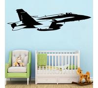 YOZYOOOZ Autocollant mural en vinyle pour avion de chasse, décoration de chambre de garçon, décoration de chambre d'enfant, armée de l'air