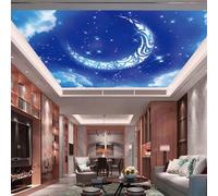 YOZYOOOZ Ciel étoilé ciel bleu nuages blancs étoiles lune 3D mural autocollant pvc adapté pour salon bureau chambre chambre d'enfants décoration de la maison