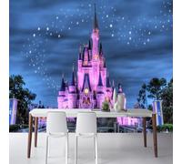 YOZYOOOZ Dessin animé château étoilé ciel nocturne étoiles déchirer et coller papier peint 3D art mural adapté pour chambre salon bureau
