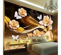 YOZYOOOZ Papier peint 3D à motif de fleurs dorées, bijoux de luxe en trois dimensions, à décoller et à coller, idéal pour une chambre, un salon ou un bureau